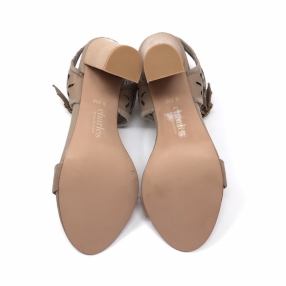 Charles David Taupe Leather Laser Cut Juno Sandals - Picture 8 of 8